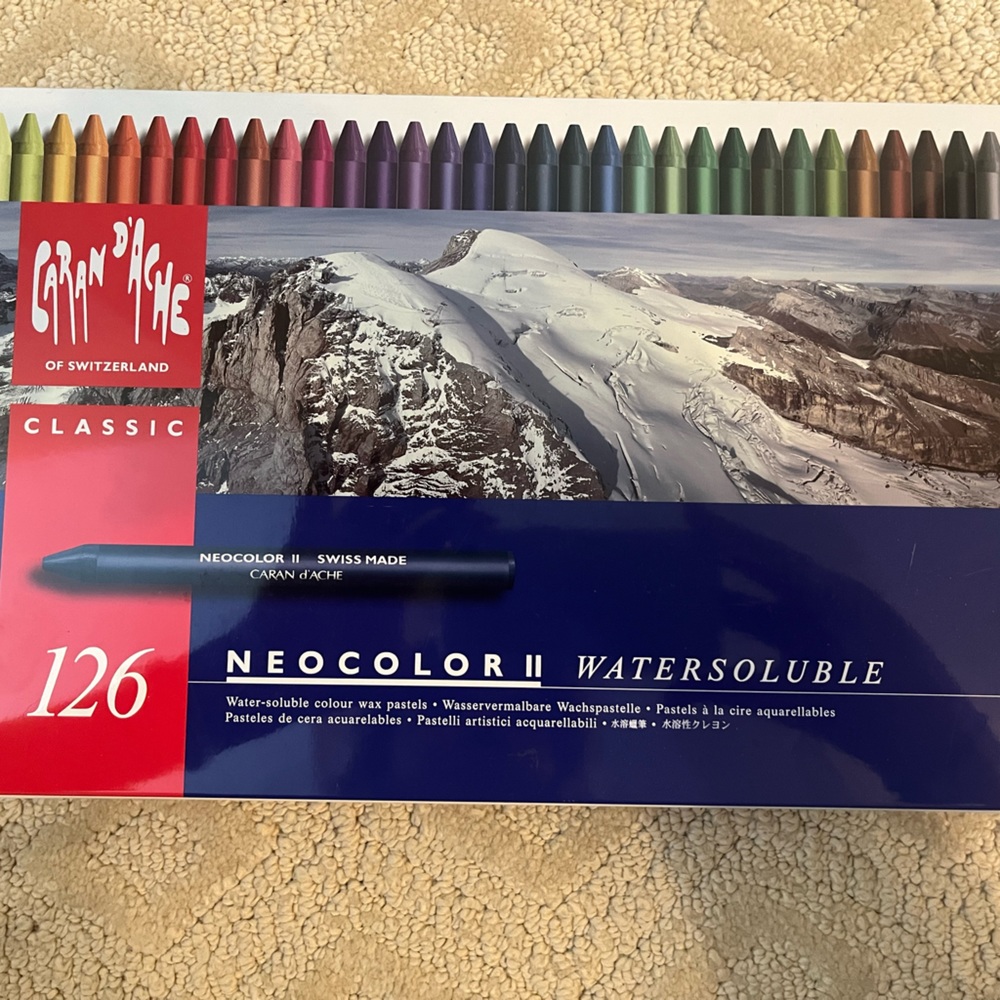 water soluble wax pastels Caran D’Ache of Switzerland ( Box of 126 )